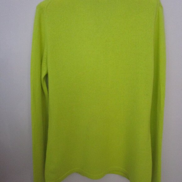 Chartreuse CASHMERE Pullover Sweater V Neck Polo Cuddly Knit Luxury - Picture 12 of 14